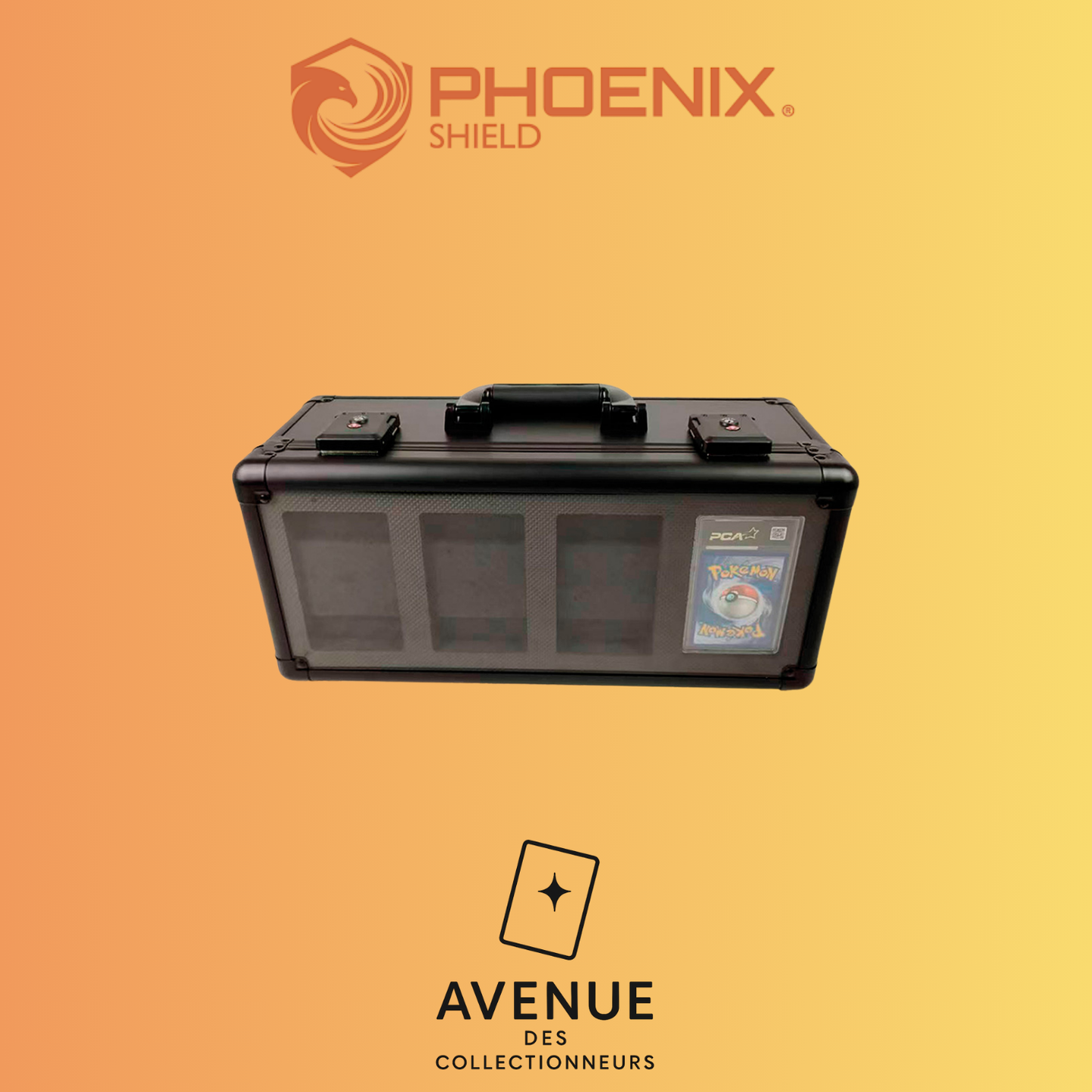 Suitecase - Phoenix Shield - Malette de rangement pour 44 cartes gradées avec vitrine Avenue des Collectionneurs