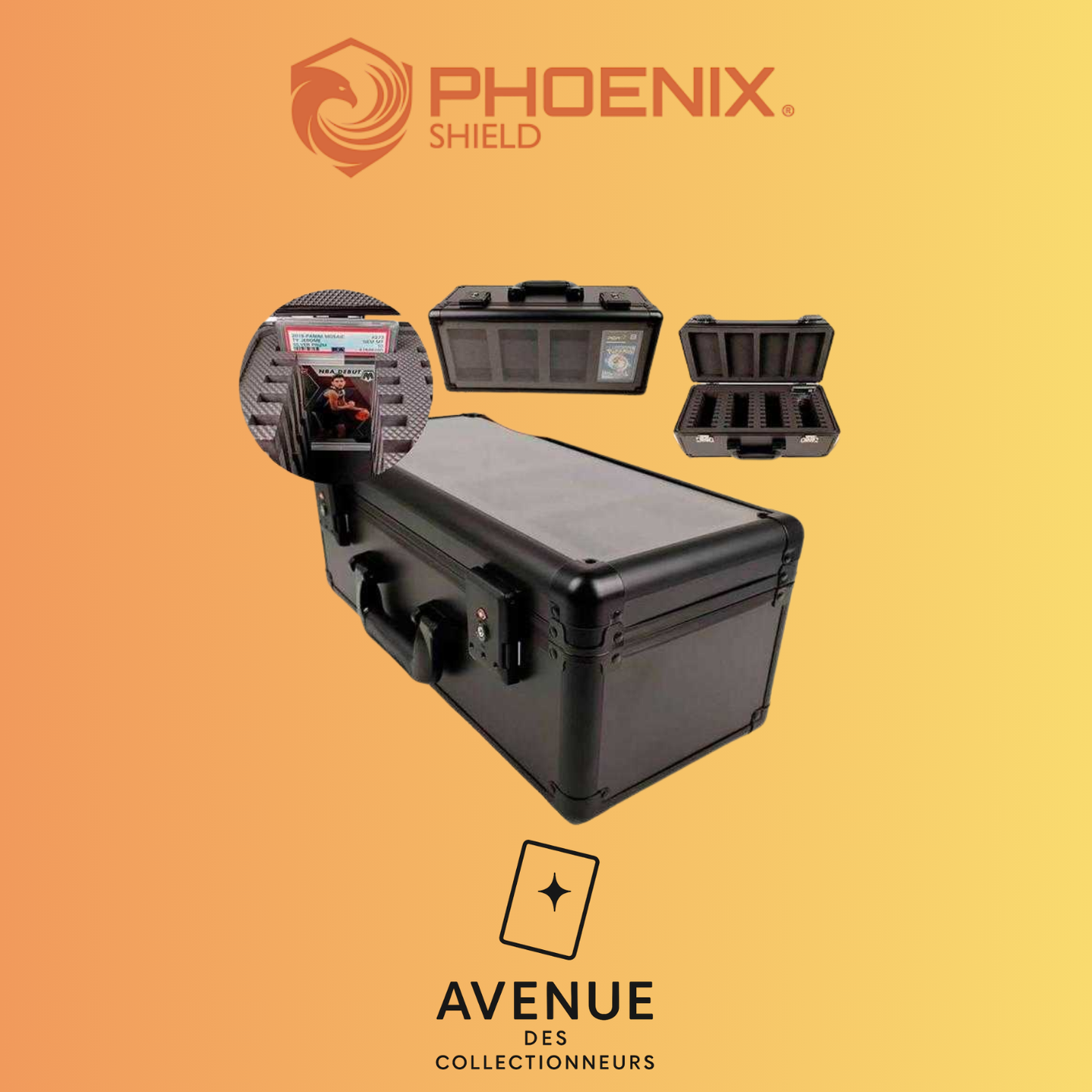 Suitecase - Phoenix Shield - Malette de rangement pour 44 cartes gradées avec vitrine Avenue des Collectionneurs