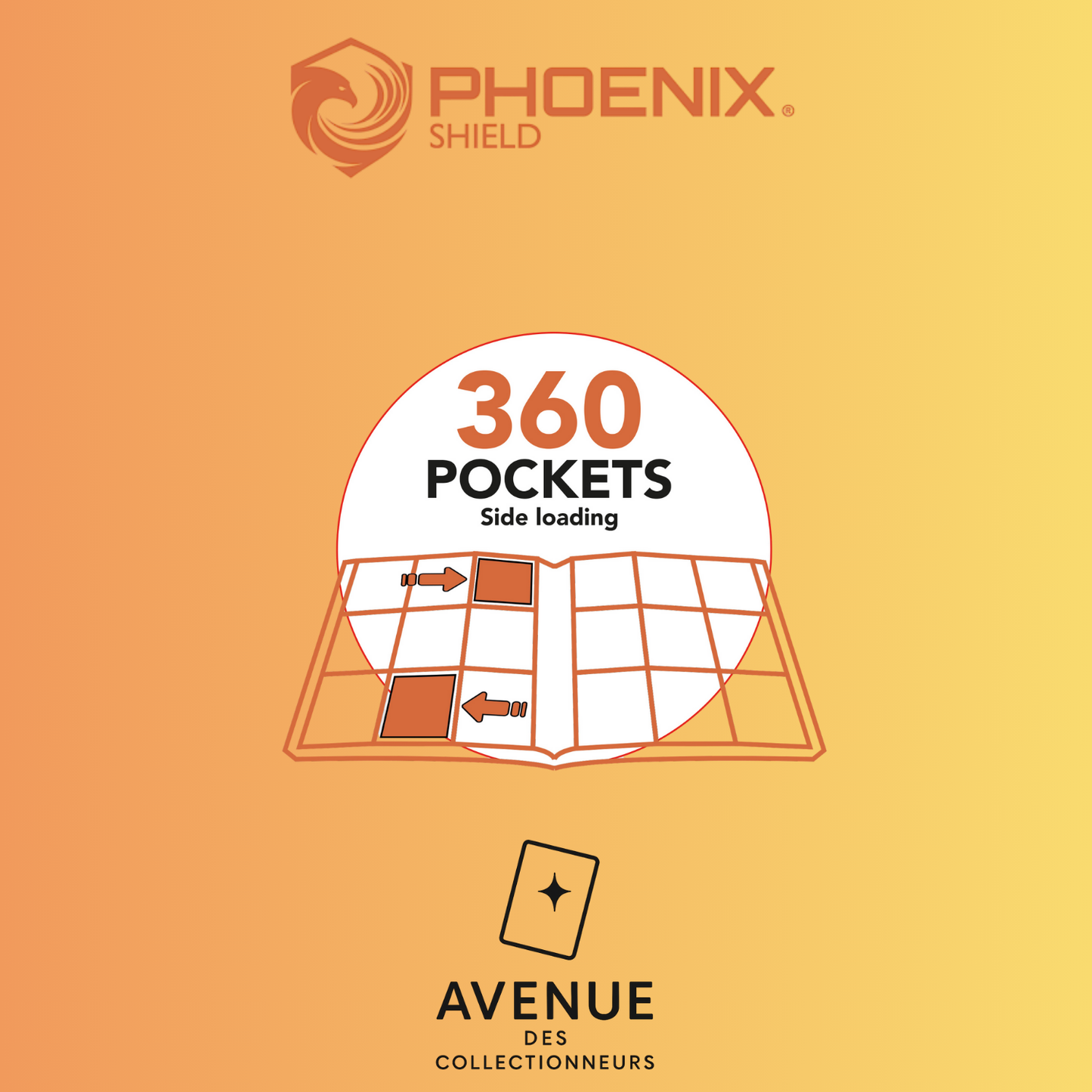 Portfolio - Phoenix Shield - Deluxe Zipper Album - 360 cartes - Noir Avenue des Collectionneurs