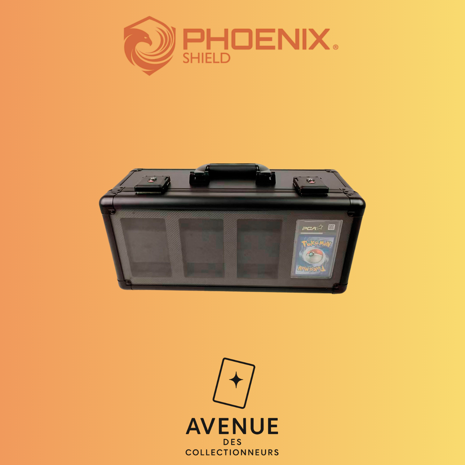 Suitecase - Phoenix Shield - Malette de rangement pour 44 cartes gradées avec vitrine Avenue des Collectionneurs