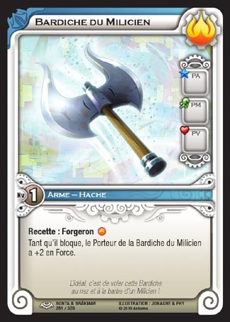 Carte Wakfu - Bardiche du Milicien - Bonta & Brâkmar 281/320